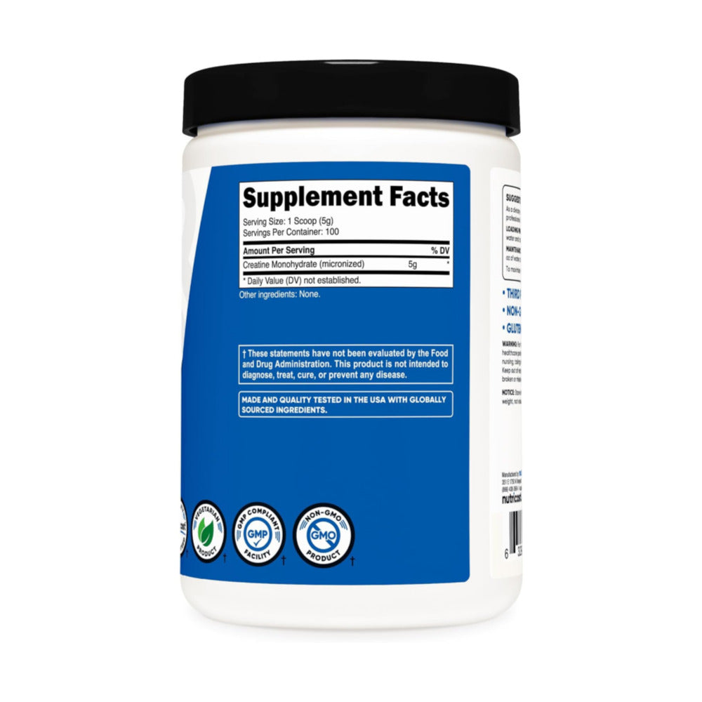 Nutricost Creatine Monohydrate Micronized Powder 500G, 5000mg Per Serv (5g) - 100 Servings, 17.9 Oz