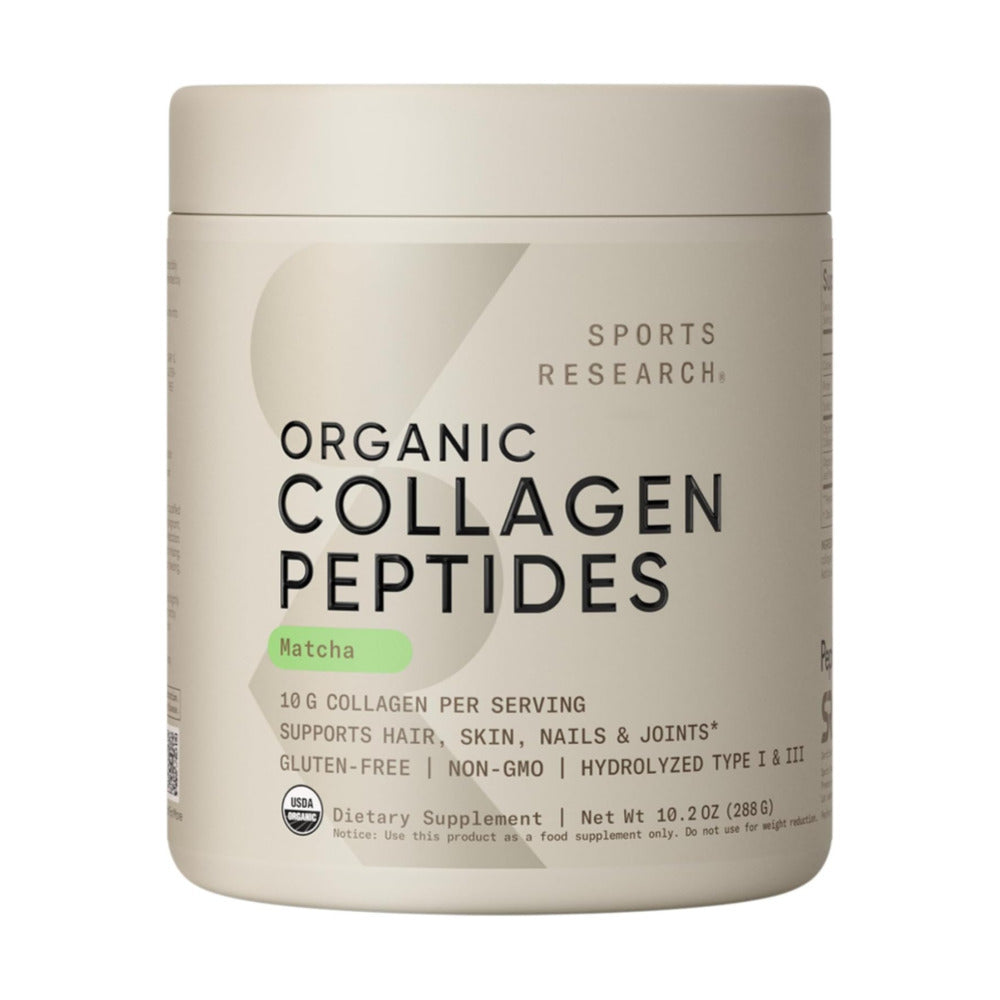 Sports Research Premium Collagen Peptides Powder and Organic Matcha Green Tea - Collagen Powder Protein Supplement with Japanese Matcha and Amino Acids - Gluten Free, Non-GMO, Sugar Free