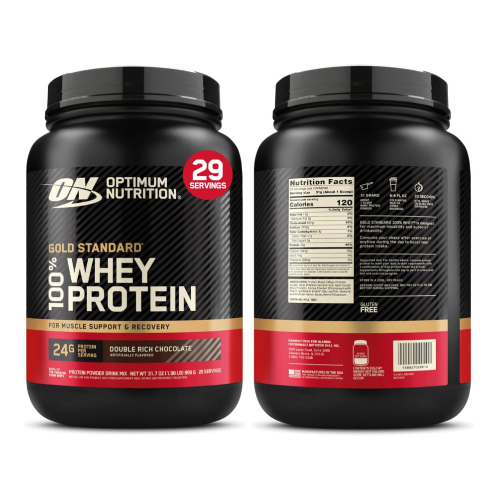 Optimum Nutrition Gold Standard 100% Whey Protein Powder, Double Rich Chocolate 1.98 Pound (Packaging May Vary)