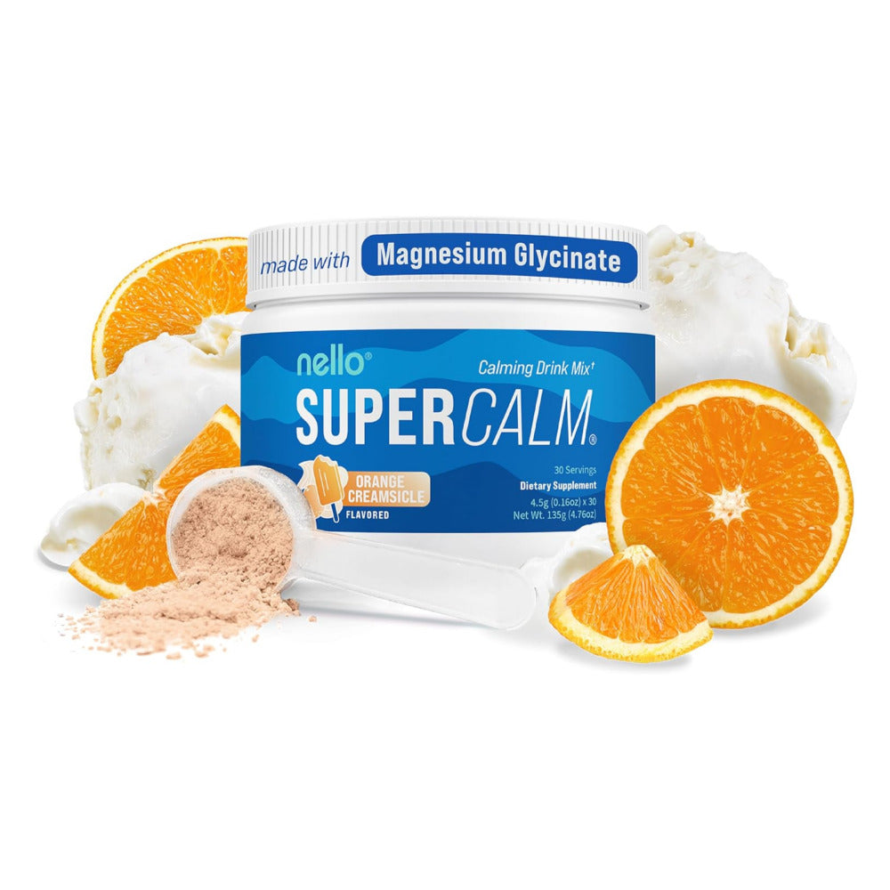 Supercalm Powdered Drink Mix, Orange Creamsicle, L Theanine, Ksm-66 Ashwagandha, Magnesium Glycinate, Vitamin D 3, Supplements for Relaxation & Focus, Natural, No Sugar, Non GMO, 30 Srvgs