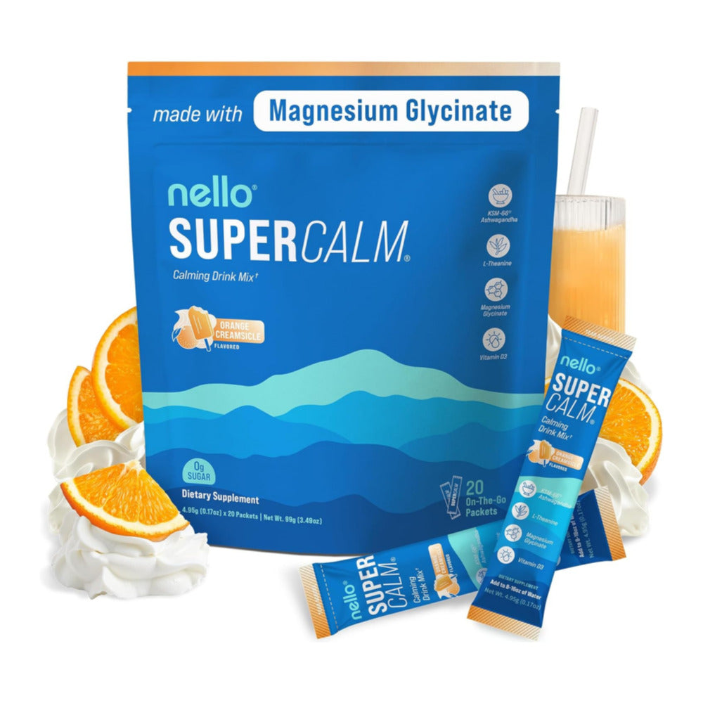 Supercalm Drink Mix - Ashwagandha KSM 66, Magnesium Glycinate & L-Theanine Supplement - Ashwagandha Root Extract - Focus and Relaxation Support (20 Travel Packets) - Orange Creamsicle
