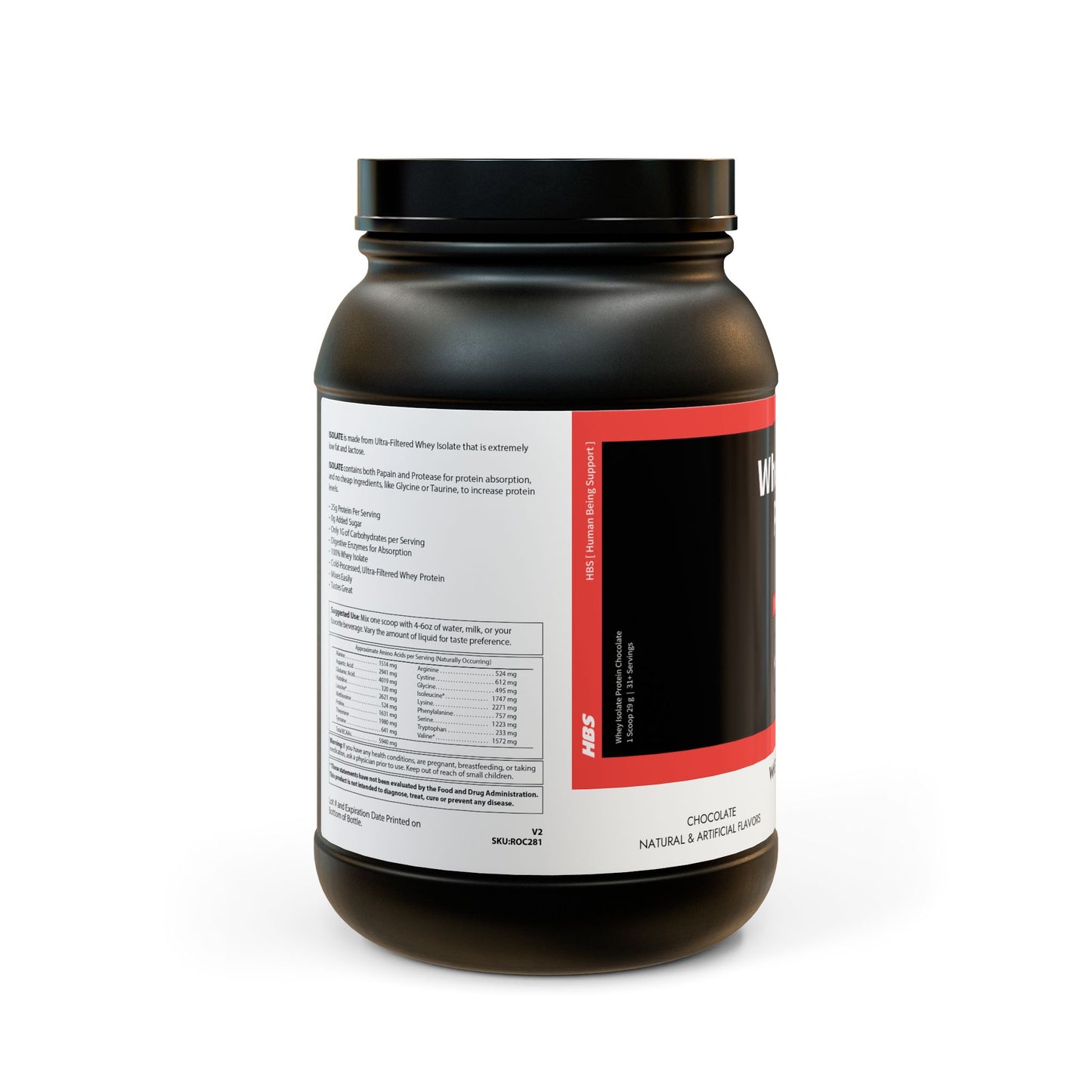 HBS, Whey Isolate Protein Supplement, Powder (907g, 2lb)