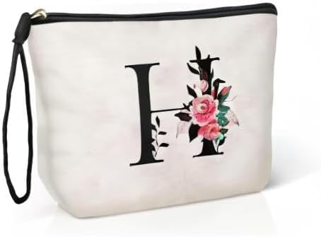 TOPEAST Cosmetic Bag for Women - Personalized Makeup Bag, Valentine's Day Gift Large Capacity Travel Makeup Bag Pouch Cute Quilted Makeup Bag Birthday Gifts for Women, Friend, Wife (Letter H)