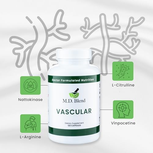 M.D. Vascular - Expert Formulated Supplement - Vascular & Overall Wellness Goals - Proper Flow, Numbers, Balance - Powerful Garlic, Ginger, L-Arginine, Pomegranate - 120 Capsules (Pack of 3)