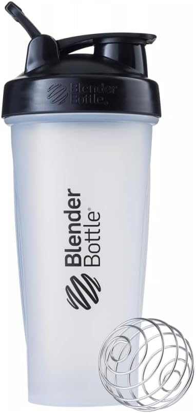 BlenderBottle Classic Shaker Bottle Perfect for Protein Shakes and Pre Workout, 28-Ounce, Clear/Black