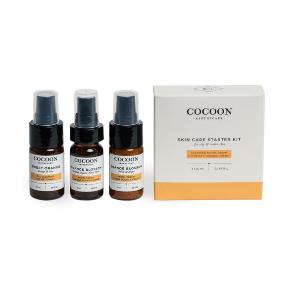Skin Care Starter Kit for Oily Skin, Ecocert Cosmos Natural + Organic, Travel/Trial Size, Oily/Combination Skin, 3 x 0.68 fl oz