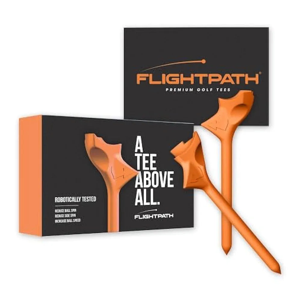 FLIGHTPATH Premium Golf Tees - 3.25" Durable Plastic Golf Tees Designed to Enhance Golf Shot Distance & Precision - Robotically Tested to Reduce Ball Spin - USGA Approved Golf Equipment
