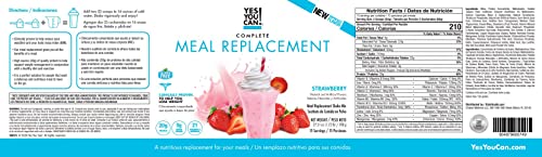 Yes You Can! Complete Meal Replacement - 15 Servings, 20g of Protein, 0g Added Sugars, 21 Vitamins and Minerals - All-in-One Nutritious Meal Replacement Shake (Strawberry)
