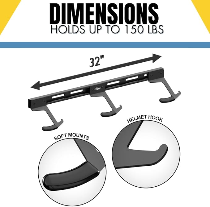 Koova Wall Mount Bike Rack | Steel Bike Mount | Adjustable Hangers | Easy Mount | USA Made