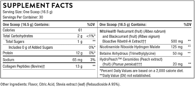 THORNE Collagen Plus - Collagen Peptides Powder with Nicotinamide Riboside and Clinically Studied Ingredients for Skin Texture and Moisture - Healthy Skin, Hair, and Nails - 17.5 Oz - 30 Servings