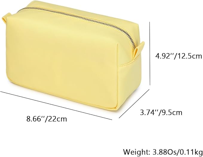 Organizer Bag Lightweight Cosmetic Bag with Ring Clasp Perfect Travel Makeup Bag for Women nylon Stand Up Design (Yellow/Nylon)