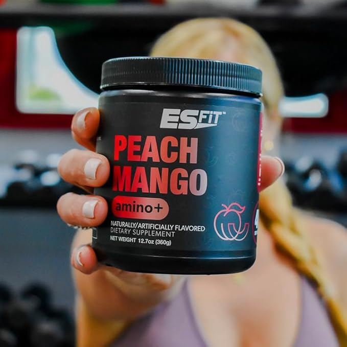 Amino+ Powder - Pre and Post Workout with Caffeine + Green Tea Extract - BCAA, Amino Acids, Zero Sugar, Low Calorie, Superior Taste, 40 Servings (Peach Mango)
