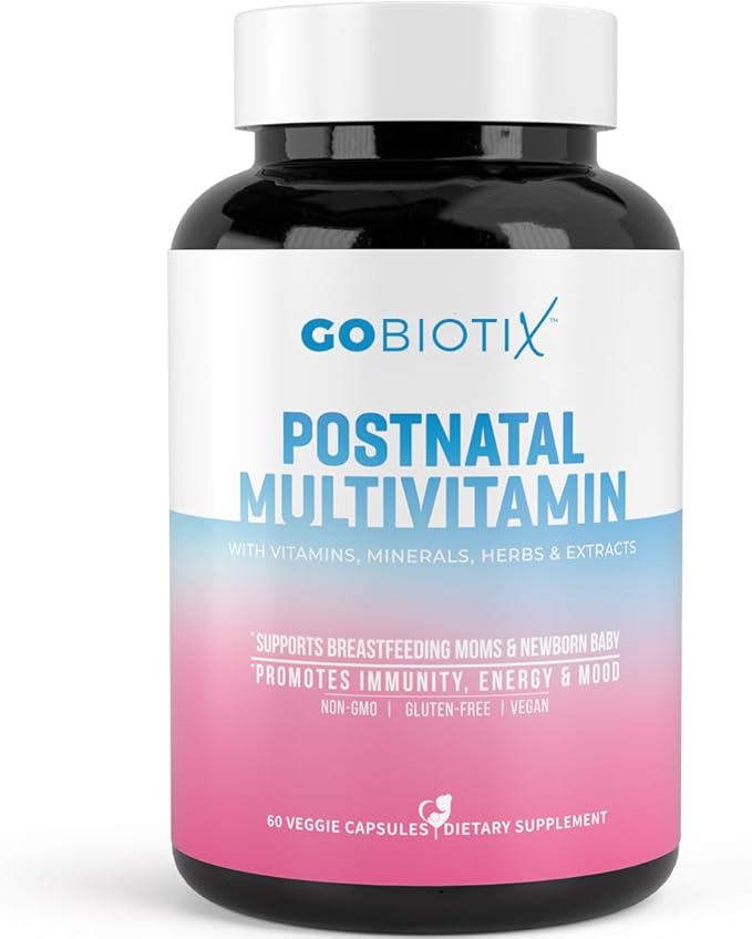 Postnatal Vitamins for Breastfeeding Moms - Lactation Supplement with Organic Herbs, Minerals, Nutrients for New Mothers and Baby - Postpartum Pills for Energy and Mood, Non GMO, Vegan, 60 Capsules