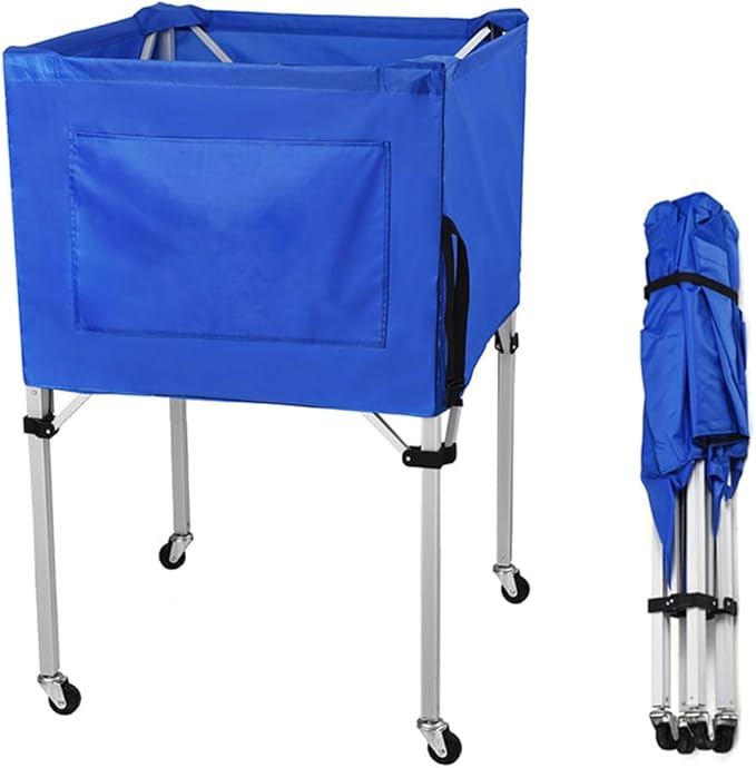 Volleyball Ball cart with Wheels Portable Basket Storage Cart 37in x 26in x 26in Garage Sports Equipment Organizer Volleyball Basketball Soccer Toy Blue