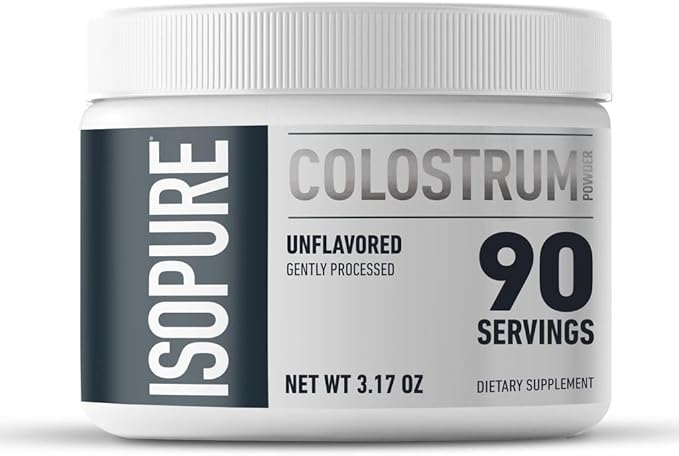 Bundle of Isopure Bovine Colostrum Supplement Powder, Gently Processed, 90 Servings + Isopure Unflavored Creatine Monohydrate Powder, 5g Creatine Monohydrate per Scoop, 100 Servings, 500g