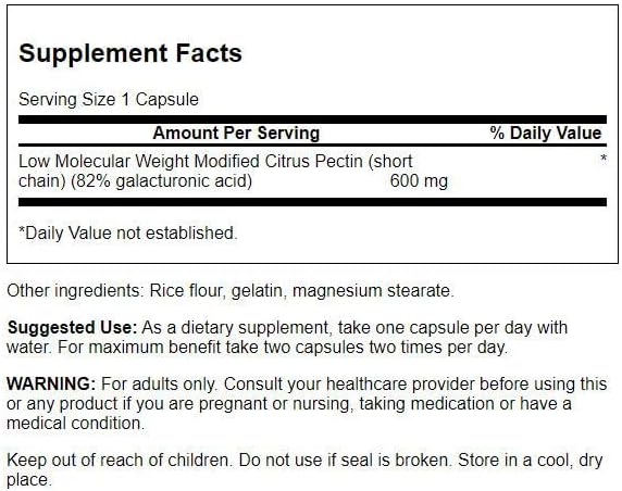 Swanson PectiPure Modified Citrus Pectin-Supports Digestive Health and Cellular Health-Delivers Minimum of 82% Galacturonic Acid-Natural Wellness Supplement (60 Capsules, 600mg Each) 2 Pack