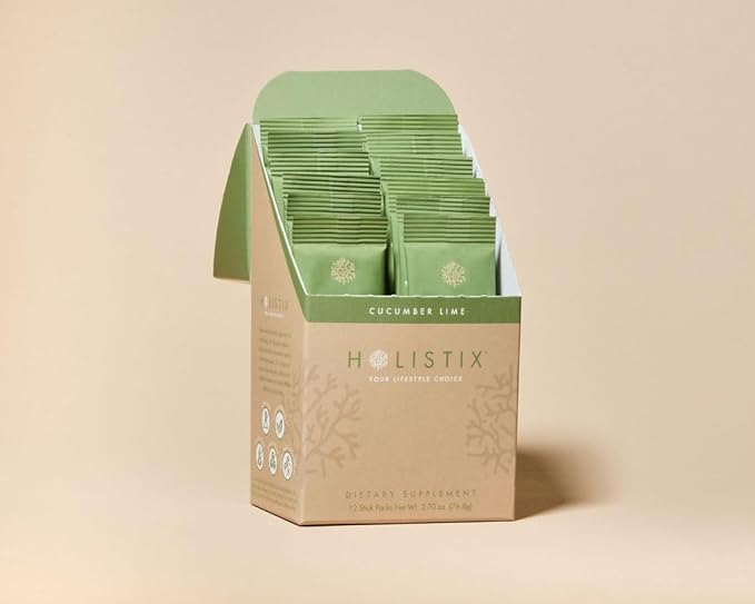 Holistix Electrolyte Powder: Zero Sugar Hydration | Enhanced with Icelandic Marine Algae | Natural Flavors | Keto & Paleo Friendly | 12 Stick Packs(Cucumber-Lime)