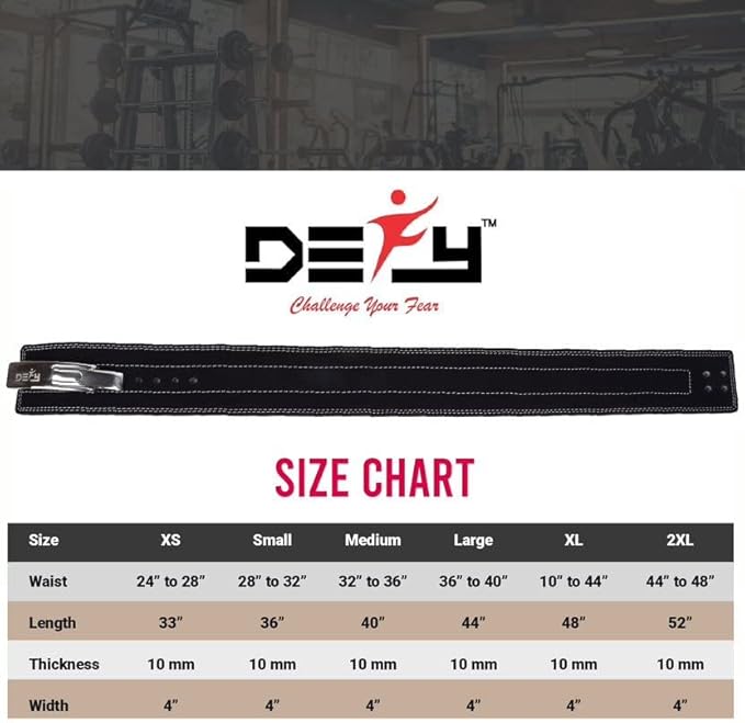 DEFY Weightlifting Lever Belt – 4” Wide Powerlifting 10MM Lever
