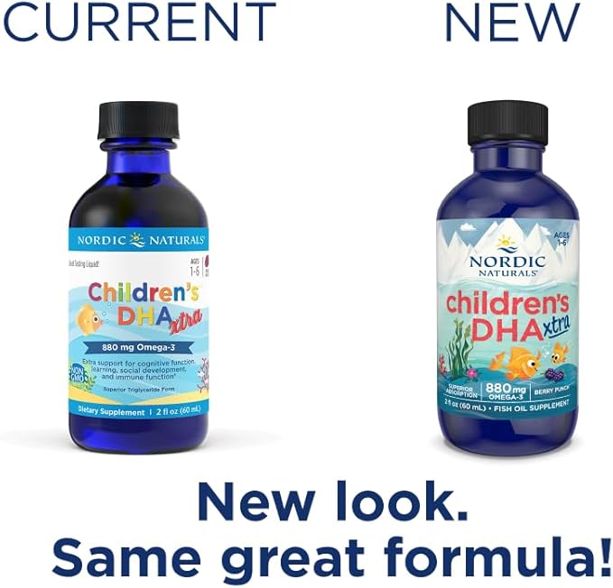 Nordic Naturals Children’s DHA Xtra, Berry Punch - 2 oz for Kids - 880 mg Total Omega-3s with EPA & DHA - Cognitive & Immune Function, Learning, Social Development - Non-GMO - 48 Servings