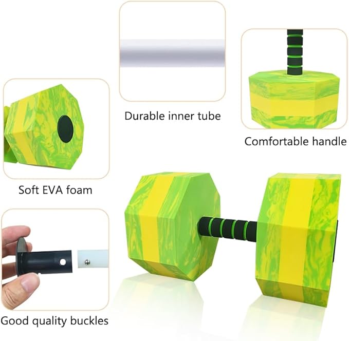 Aquatic Exercise Dumbbell Set of 2 for Water Aerobics, High-Density EVA-Foam Water Weights, Pool Fitness Equipment for Unisex Adults, camo