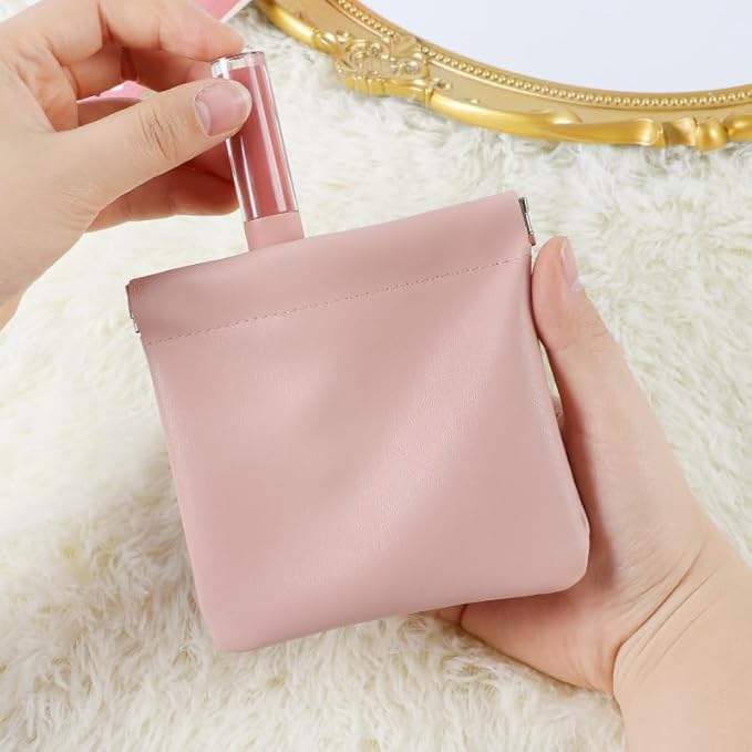 4 PCS Mini Portable Cosmetic Bags for Women, Small Makeup Bag for Purse, Coin Purse Lipstick Cosmetic Accessories Organizer, Mini Travel Kit Storage Pouch(A)