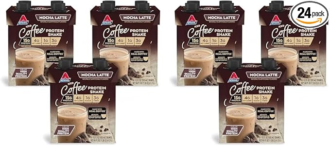 Atkins Mocha Latte Iced Coffee Protein Shake, 15g Protein, Low Glycemic, 4g Net Carb, 1g Sugar, Keto Friendly (Pack of 2)