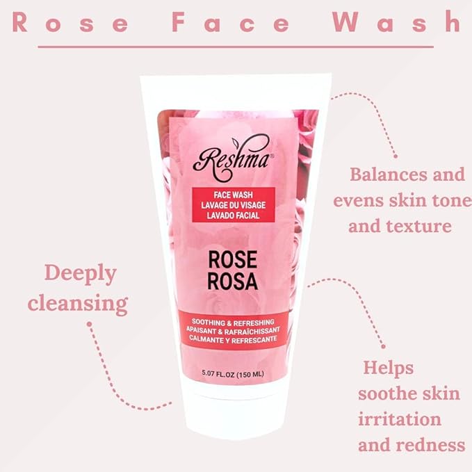 Reshma Beauty Ravishing Rose Skincare Set Face Wash, Scrub, and Cream, Soothing & Hydrating for All Skin Types, Calming, Cruelty-Free, Pack of 3