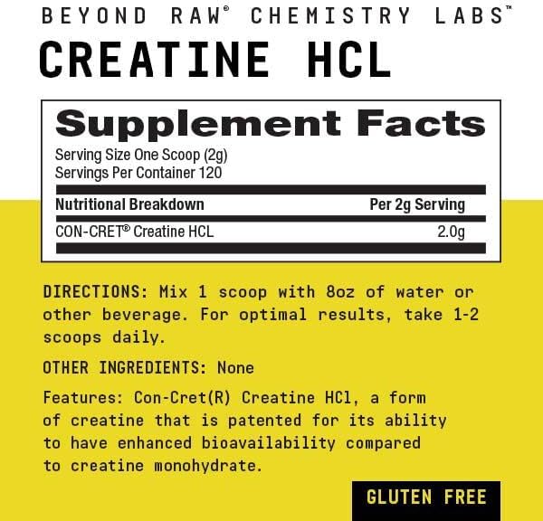 BEYOND RAW Creatine HCl Powder for Men and Women | Muscle Strength, Energy Production, Cognitive Support, Cellular Hydration | Science-Backed, Lab Grade Formula | 60 Servings