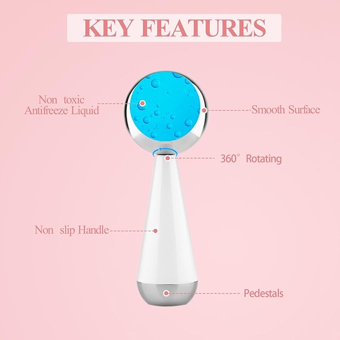 Cryo Sticks for Face - Facial Skin Care Tools for Women Face Eyes, Ice Globes-Cooling Massage Tools, Ice Globes for Face - 360 Rotating Unbreakable Stainless Steel Cooling Face Globes
