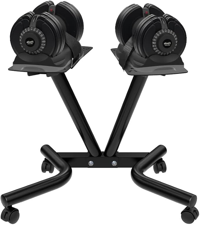 ATIVAFIT Adjustable Dumbbell Stand Fitness Dial Dumbbell Rack with Adjustable Belt for Home Gym Set
