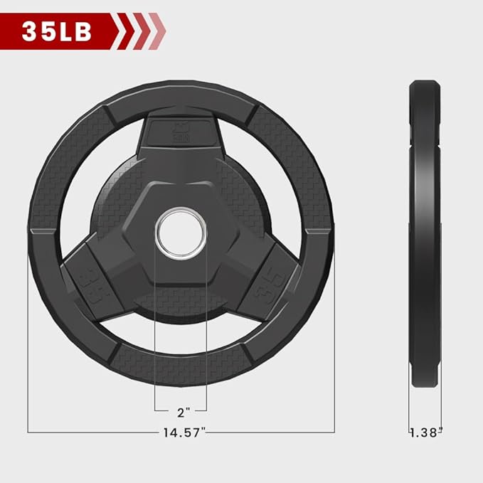 Weight Plate 2-Inch Rubber Coated Olympic Grip Plate 2.5/5/10/15/25/35/45 LB