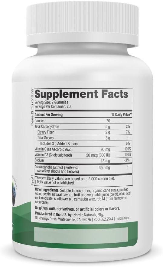 Nordic Naturals Stress Relief Gummies, Mixed Berry, 40 Gummy Supplements, Supports Daily Mood and Immune System Health, Non-GMO, Vegetarian, 20 Servings