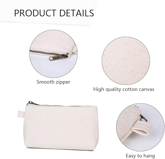 Travel Toiletry Bag for Women Cosmetic Bag with two Dividers Portable Makeup Bag Organizer (Canvas/Beige)