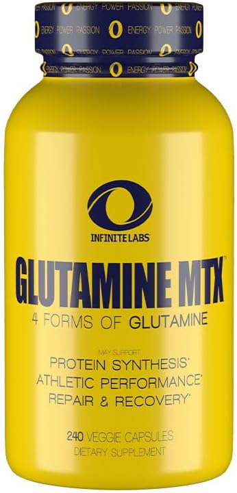 Infinite Labs Glutamine MTX - Glutamine Capsules - L-Glutamine + L-Glutamine Alpha Keto Glutarate + N-Acetyl L-Glutamine + L-Glutamine Peptides - 240-Capsules