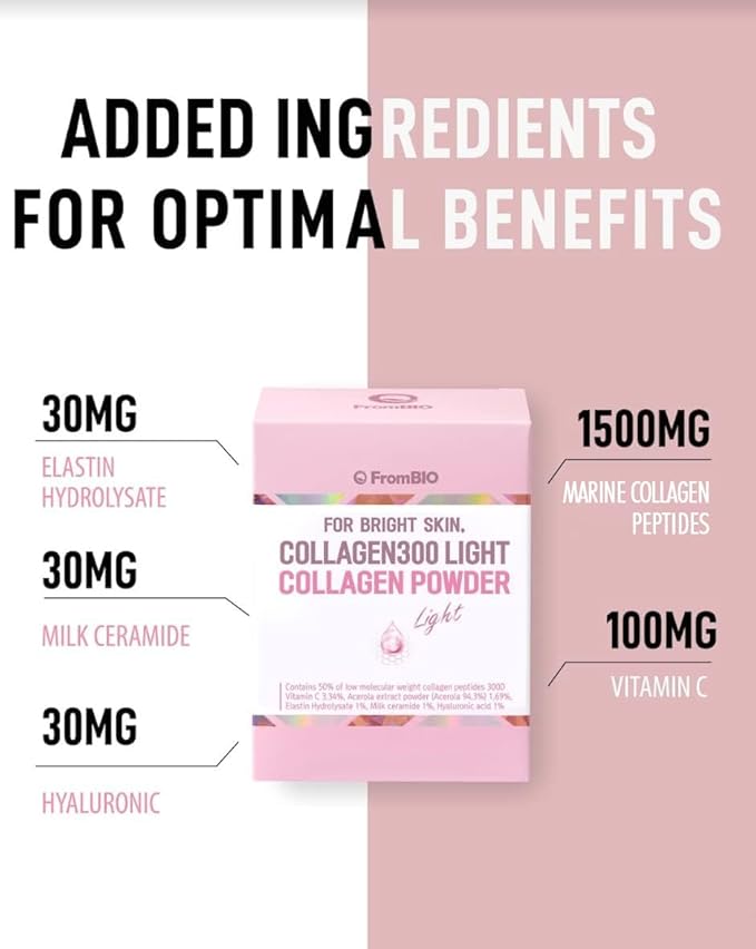 for Bright Skin, Collagen 300 Light, Low Molecular Weight Fish Collagen Peptides 300D 1,500mg (28 Packets)