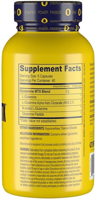 Infinite Labs Glutamine MTX - Glutamine Capsules - L-Glutamine + L-Glutamine Alpha Keto Glutarate + N-Acetyl L-Glutamine + L-Glutamine Peptides - 240-Capsules
