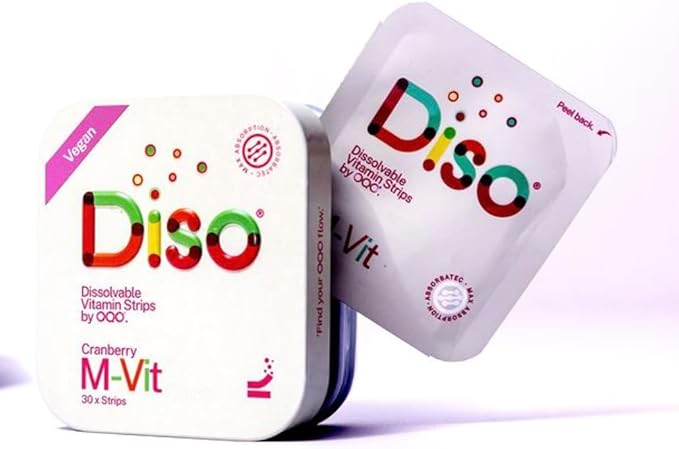 DISO - M-VIT - Multivitamin Dissolvable Oral Supplement Strips, Cranberry Flavor, Vegan, Sugar Free, High Absorption, Gluten Free, Individually Wrapped, 30 Count