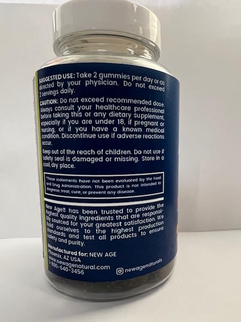 NEW AGE Sea Moss Gummies, Sea Moss, Black Seed, Ashwagandha, Turmeric, Manuka Honey, ACV, Dandelion, Black Pepper, Burdock, Bladderwrack, Vegan - 120 Count