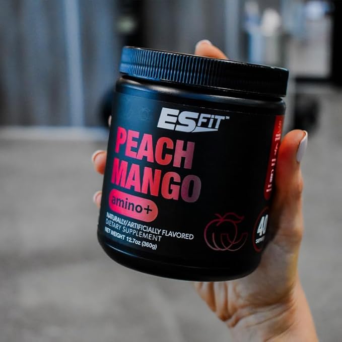 Amino+ Powder - Pre and Post Workout with Caffeine + Green Tea Extract - BCAA, Amino Acids, Zero Sugar, Low Calorie, Superior Taste, 40 Servings (Peach Mango)