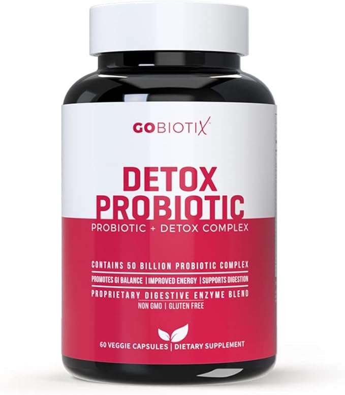 GOBIOTIX Probiotic Supplement with Digestive Enzymes - Detox and Digestive Health - Milk Thistle, Turmeric, and Dandelion Root for Gut Health - 50 Billion CFU - 60 Capsules