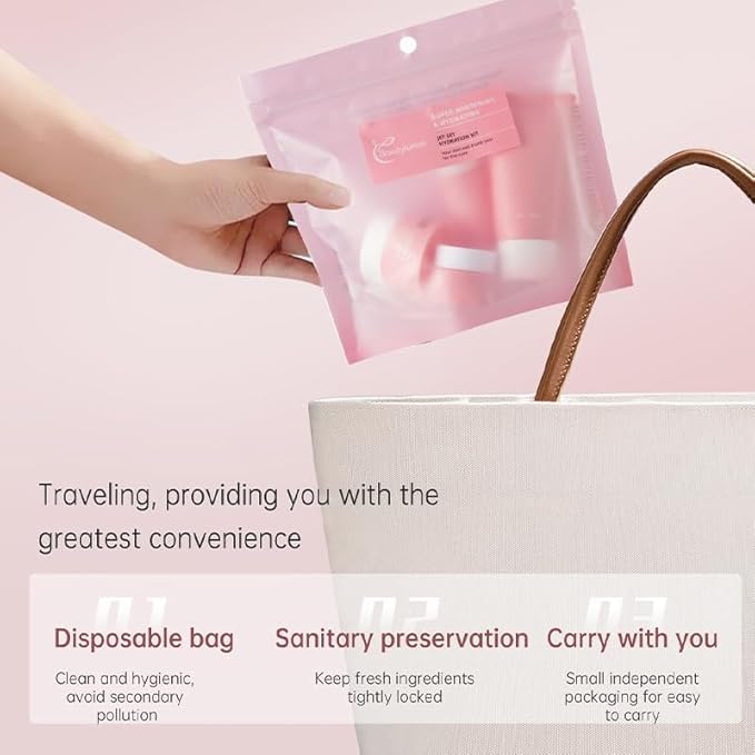 Hydrating Mini Skincare Set - Travel & Gym Essentials - Enrich Sodium Hyaluronate - Small Skin Care Kit with Face Cleanser, Serum, Balm, Eye Cream & Night Cream, Facial Kit for Women