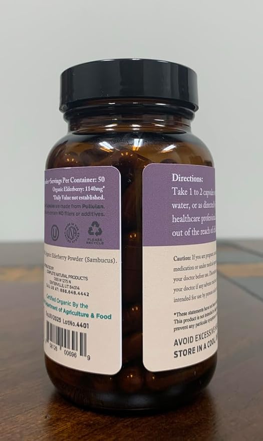 Organic Elderberry Capsules - Organic, Dried, & Pure Elderberry Sambucus Natural Immune Boost Capsules - 570 mg