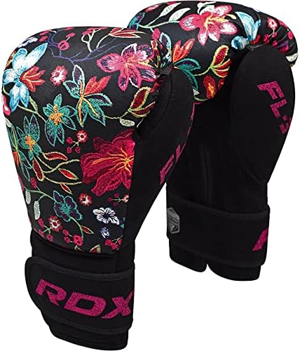 RDX Women Boxing Gloves for Training Muay Thai Flora Skin Ladies Mitts for Sparring, Fighting Kickboxing Good for Punch Bag, Focus Pads and Double End Ball Punching