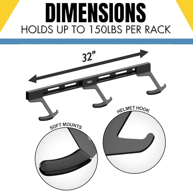Koova Wall Mount Bike Rack | Steel Bike Mount | Adjustable Hangers | Easy Mount | USA Made