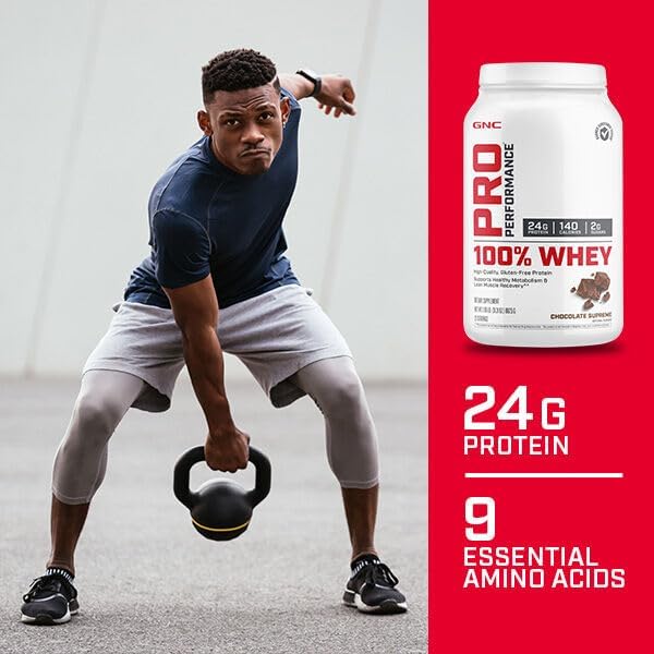 GNC Pro Performance 100% Whey Protein Powder | Supports Healthy Metabolism and Lean Muscle Recovery | Creamy Strawberry | 64 Servings