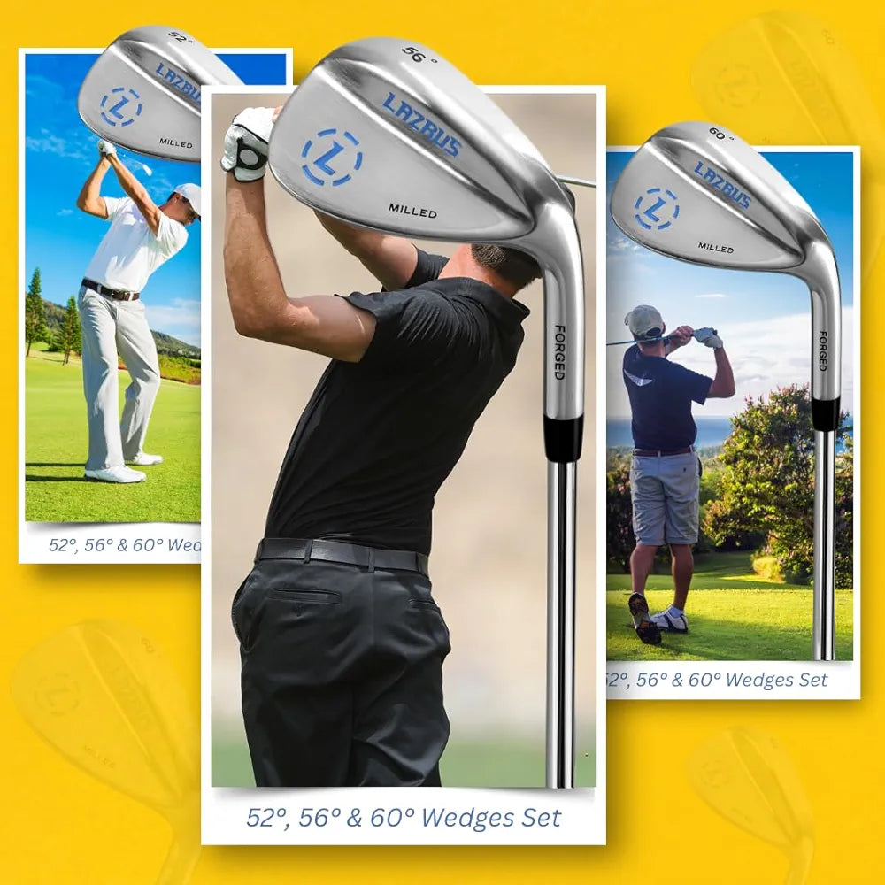LAZRUS Premium Forged Golf Wedge Set for Men - 52, 56, 60 Degree Wedges + Milled Face for More Spin - Great Golf Gift