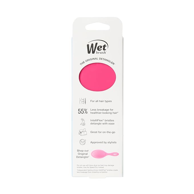 Wet Brush Mini Detangler Hair Brush, Pink, Detangling Travel Hairbrush, Ultra-Soft IntelliFlex Bristles Glide Through Tangles with Ease, Pain-Free, All Hair Types