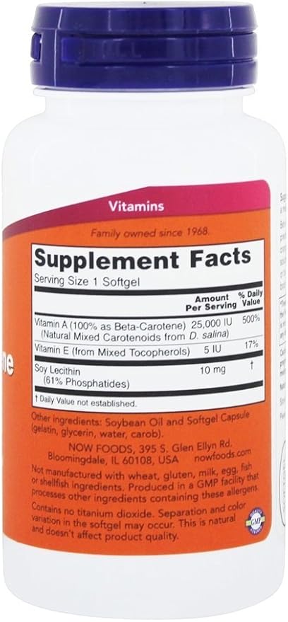 Now Foods - Beta Carotene (Natural) D. Salina with Mixed Carotenoids 25000 IU - 90 Softgels