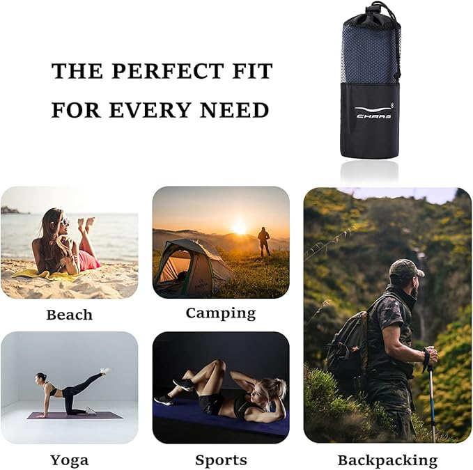 CHARS Camping Towels Microfiber Sand Free Beach Towel (30" x 63") with