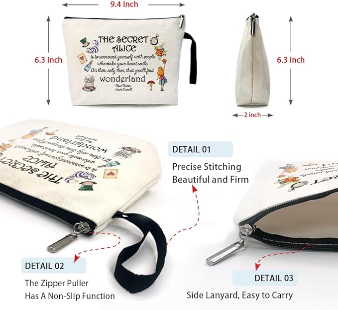 ZHANTUONE Fairy Tale Funny Canvas Cosmetic Bag and Tote Bag Set Reusable, Tote Bag with Zipper Inner Pockets, Gifts for Bestie Friends Coworker, Movie Lover Fairy Tale Fans